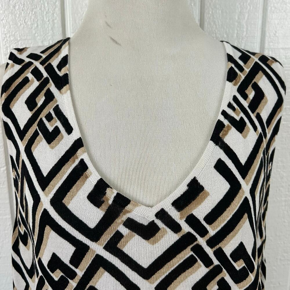Chicos Tank Sweater Sleeveless Neutral Geo Print Women Black Mature Size XL - Picture 3 of 6